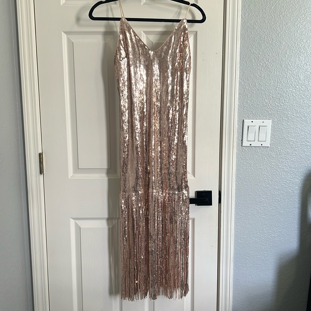 Champagne sparkling v line dress